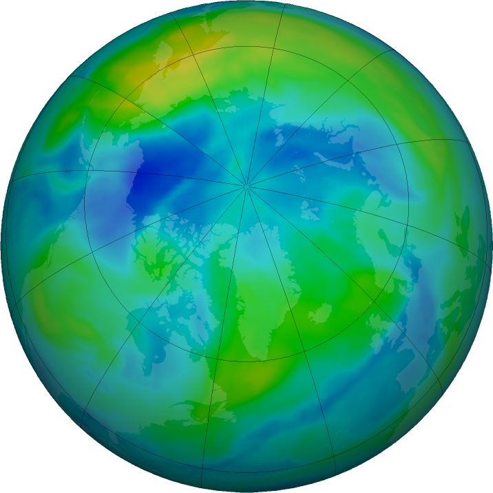 Arctic ozone map for 02 October 2017